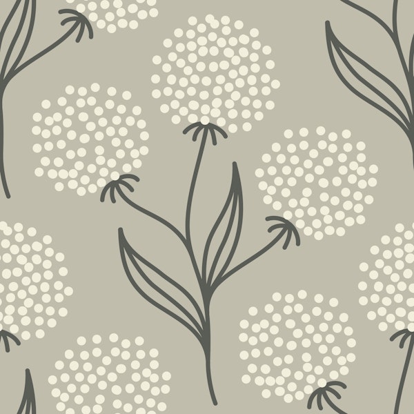 Abstract meadow plants pattern, beige (2882C)