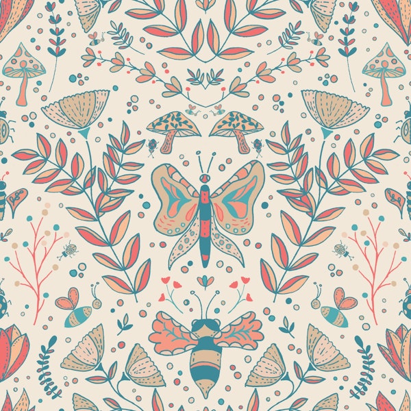 Peach Flowers and Animals