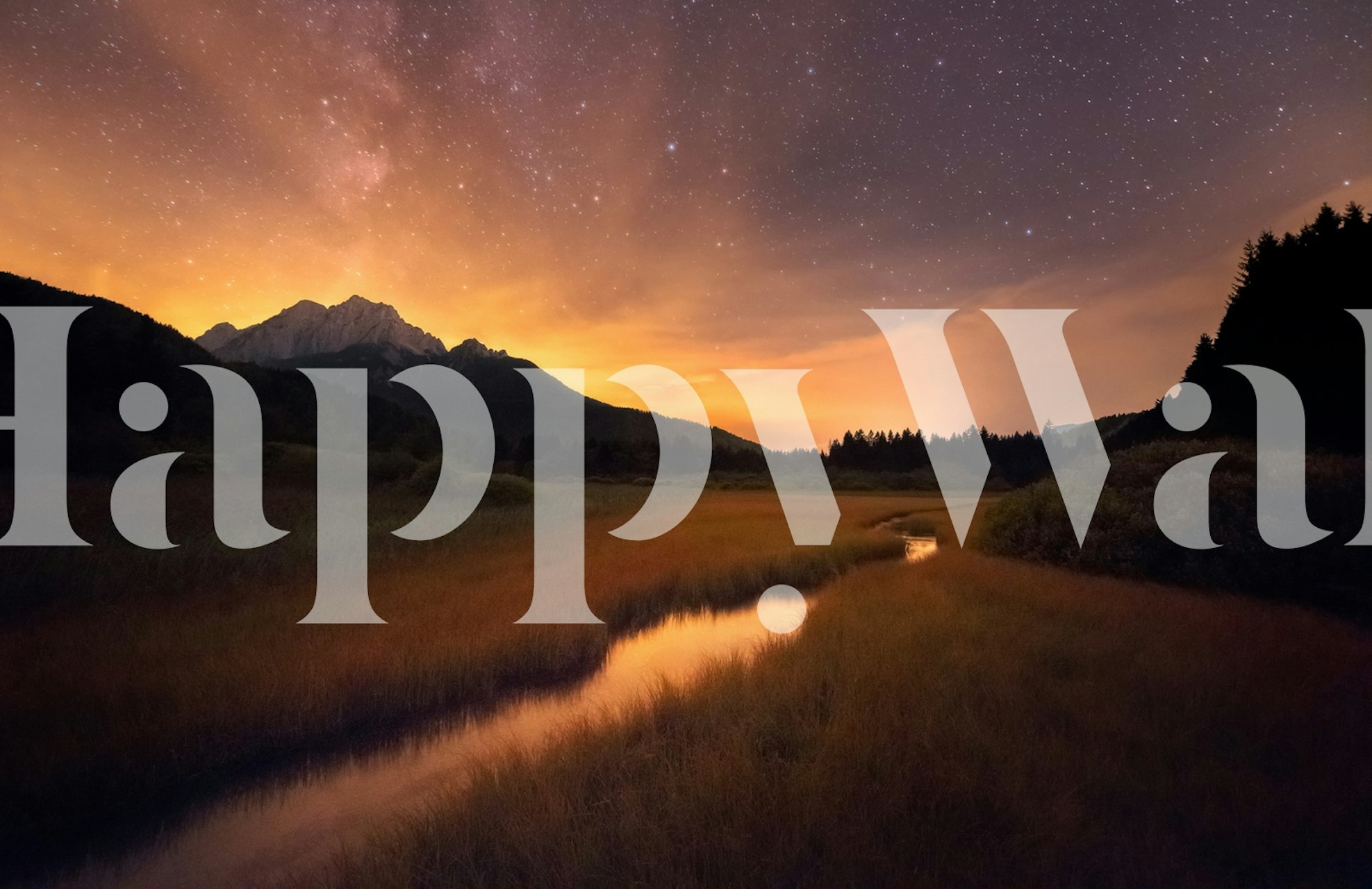 Zelenci fjädrar fototapet med stjärnklar natthimmel och bergsreflektion