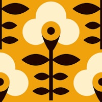 Geometrical retro flowers, yellow / 2892B behang