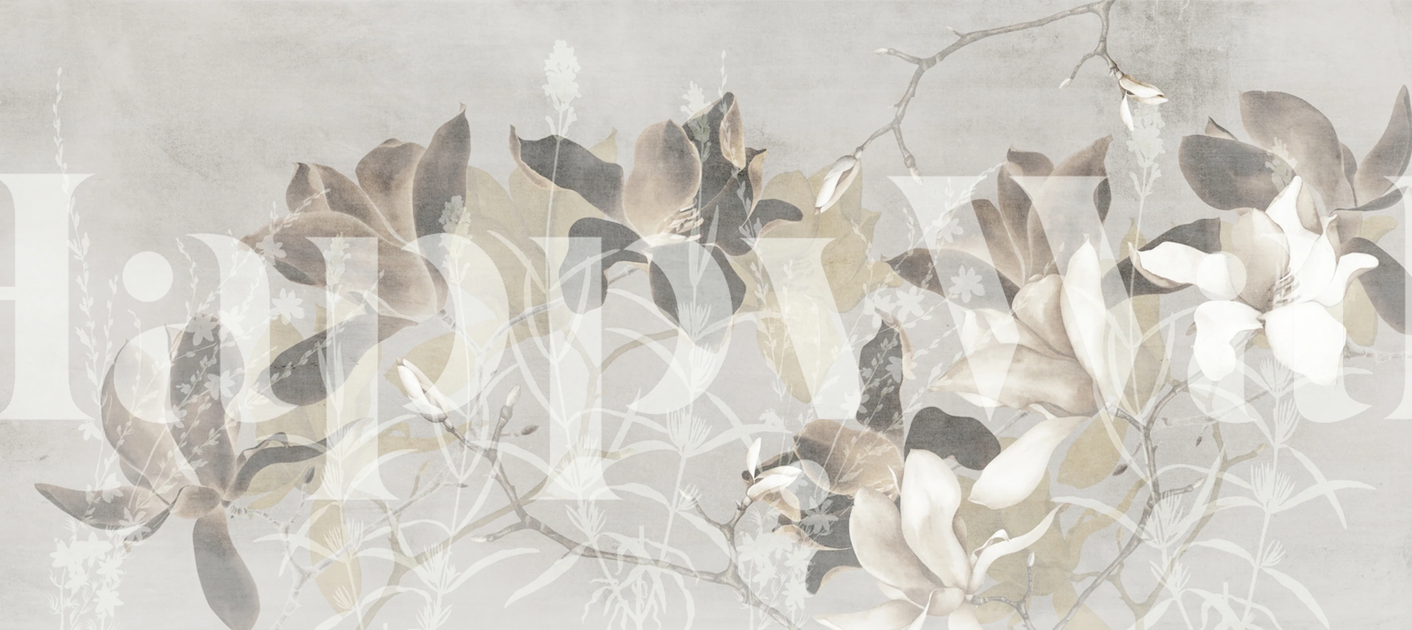 Magnolia Morning Light Coffee wallpaper in a room