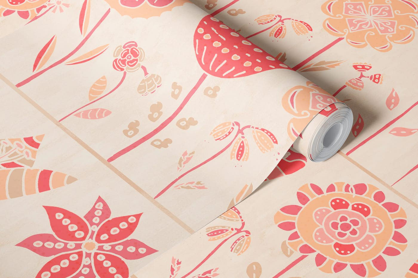 Peach Scandi Garden wallpaper roll