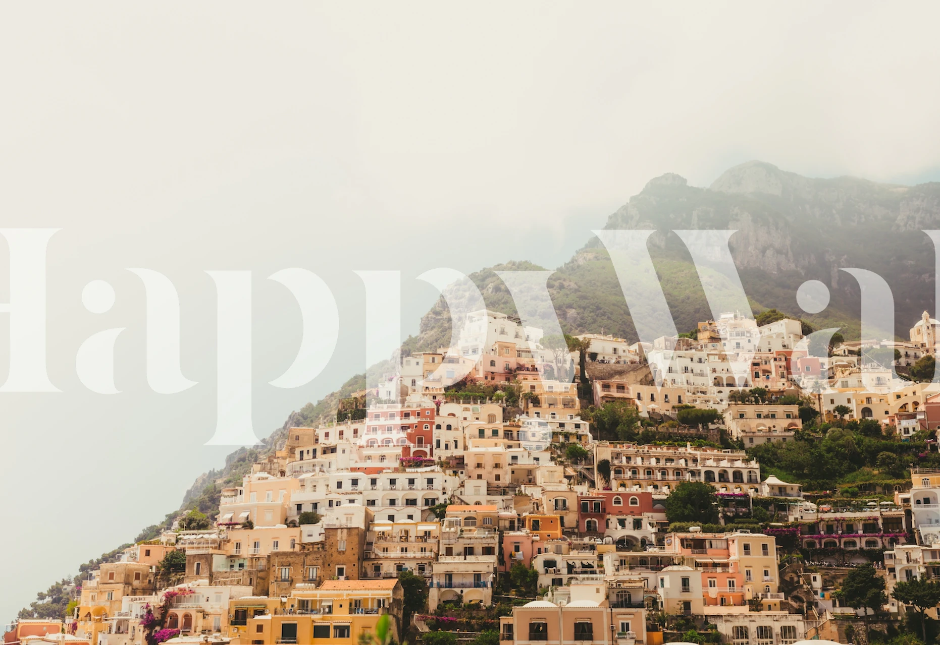 The Amalfi Coast wall mural with pastel houses on cliffs
