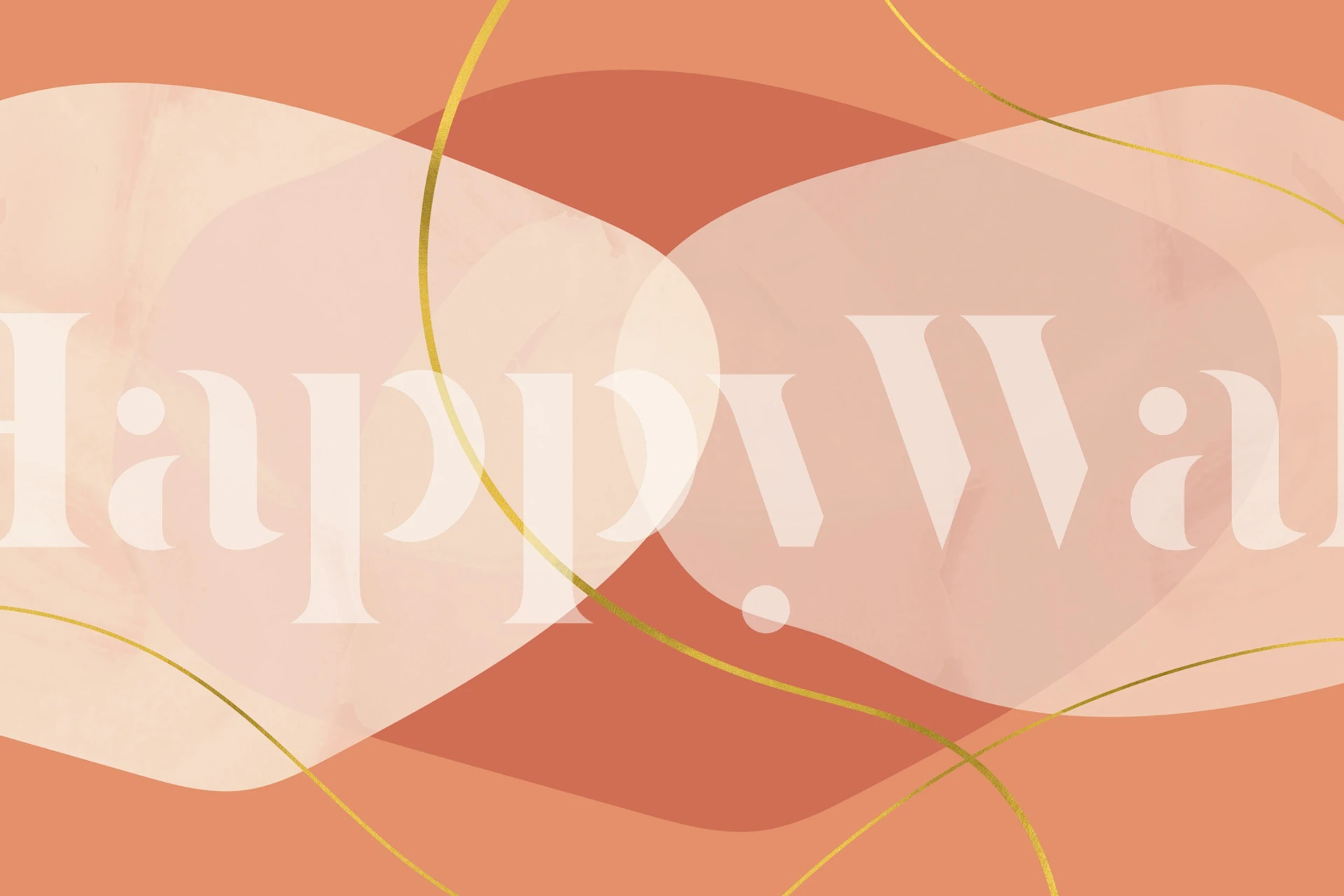 Abstract shapes in peach tones with gold accents wallpaper