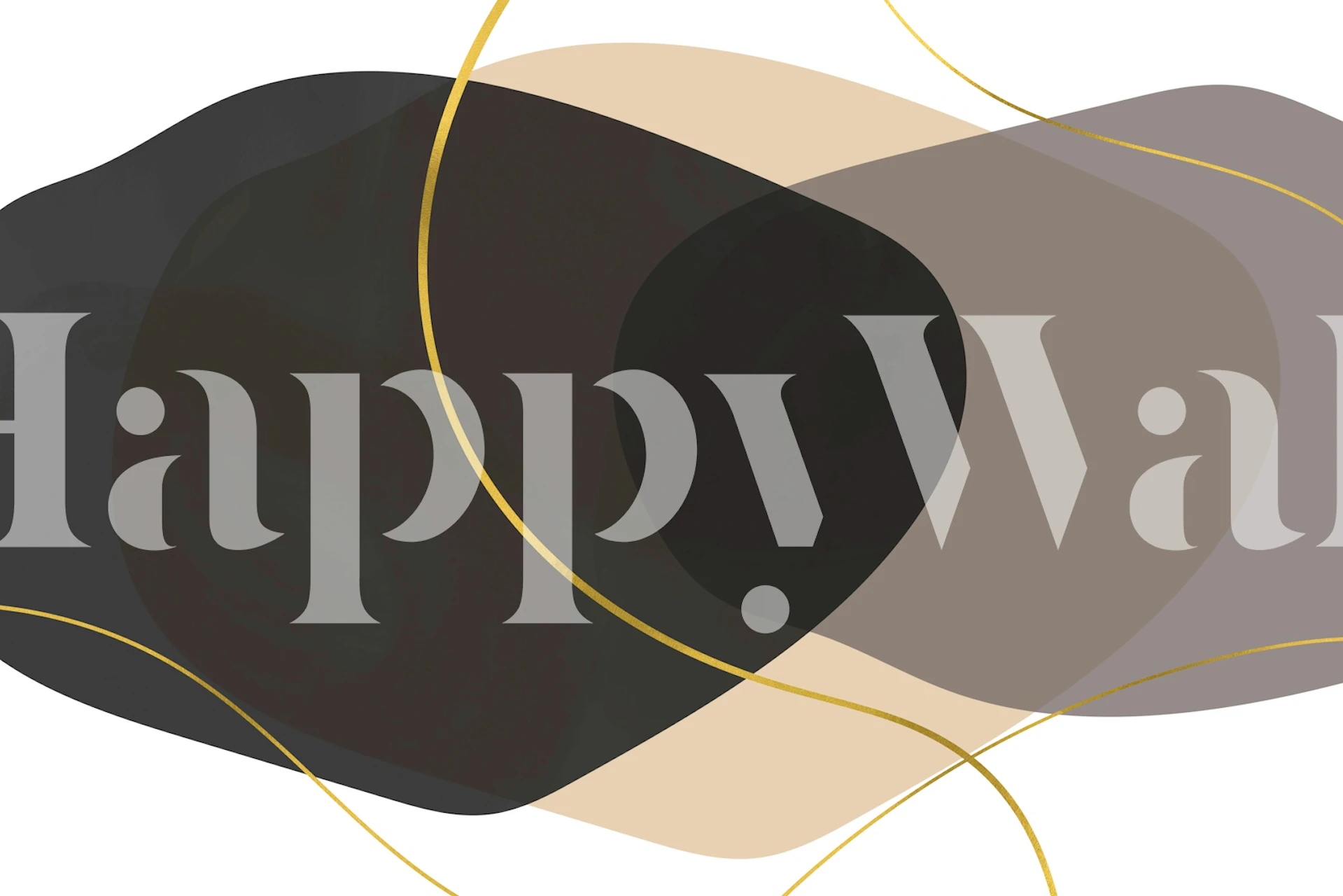 Organic black and gold pattern wallpaper with smooth curves