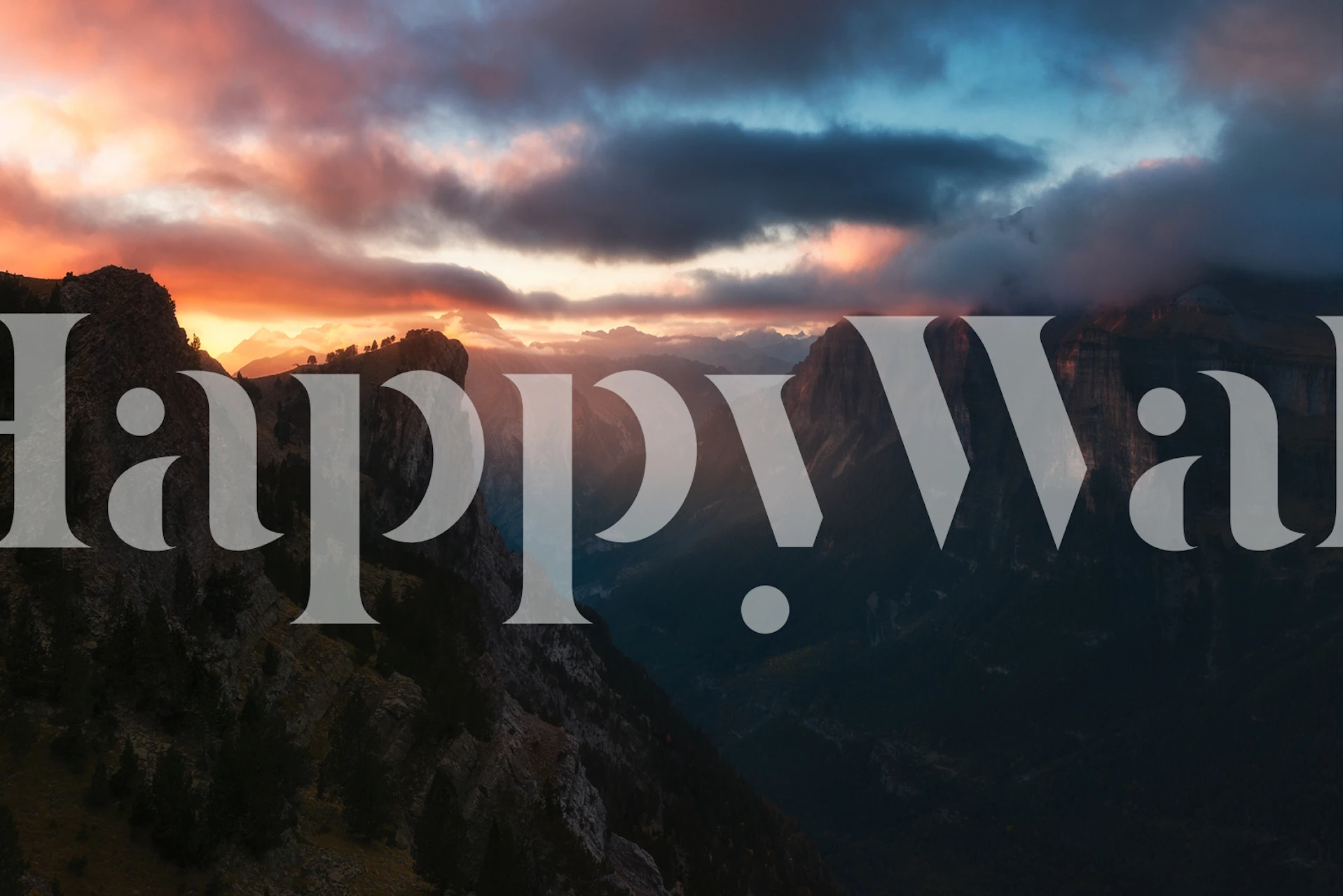 Mountain landscape with sunset colors orange and blue wallpaper