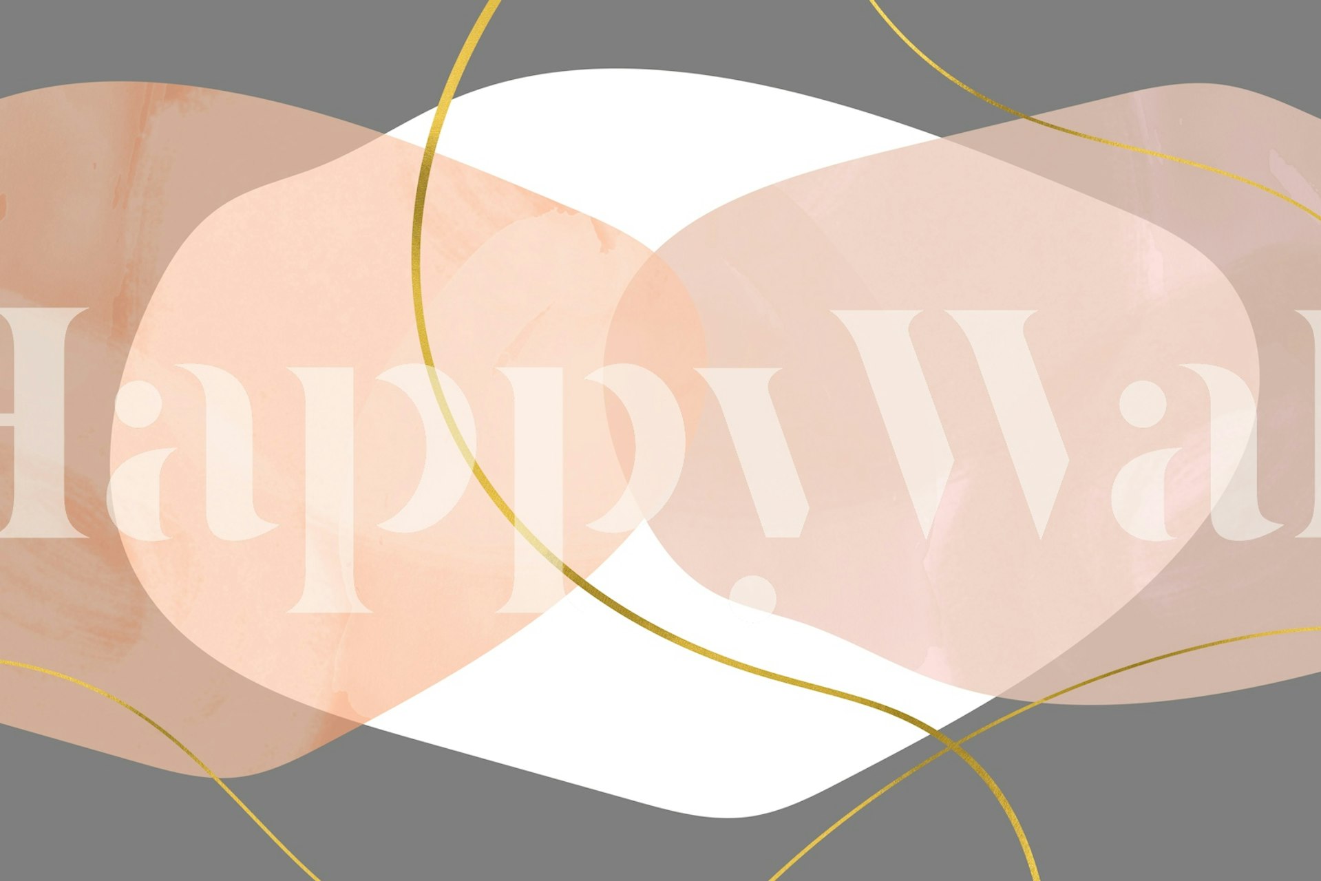 Minimalistyczna, nowoczesna fototapeta z połowy XX wieku z abstrakcyjnymi geometrycznymi kształtami i złotymi akcentami