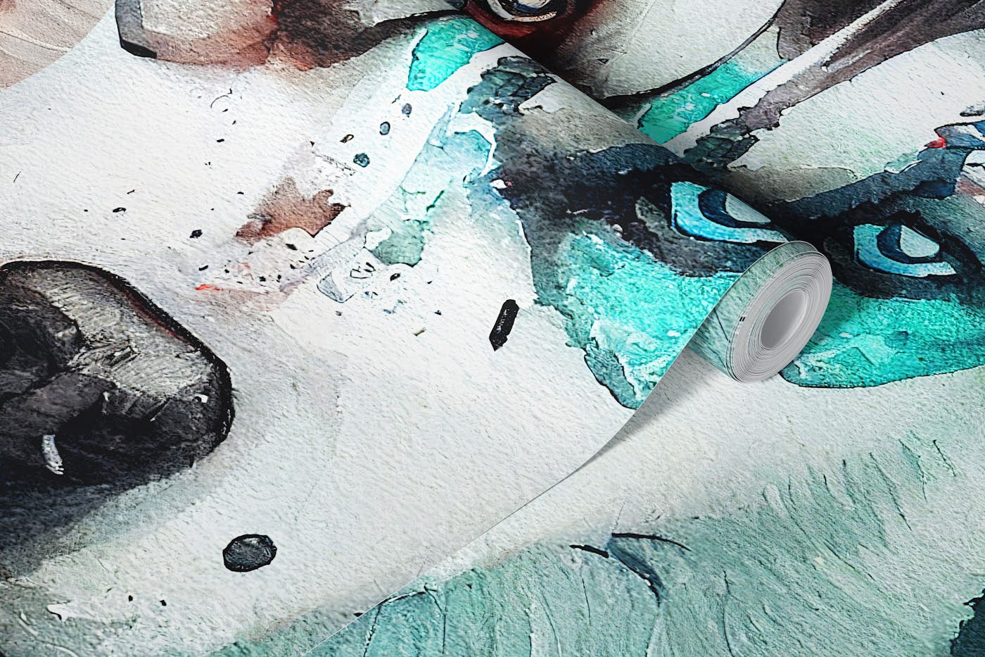 Watercolor Siberian Husky Dog wallpaper roll