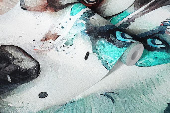 Watercolor Siberian Husky Dogwallpaper roll