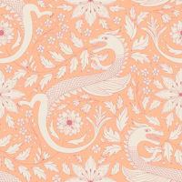 Dragons spitting flowers - peach fuzz tapete