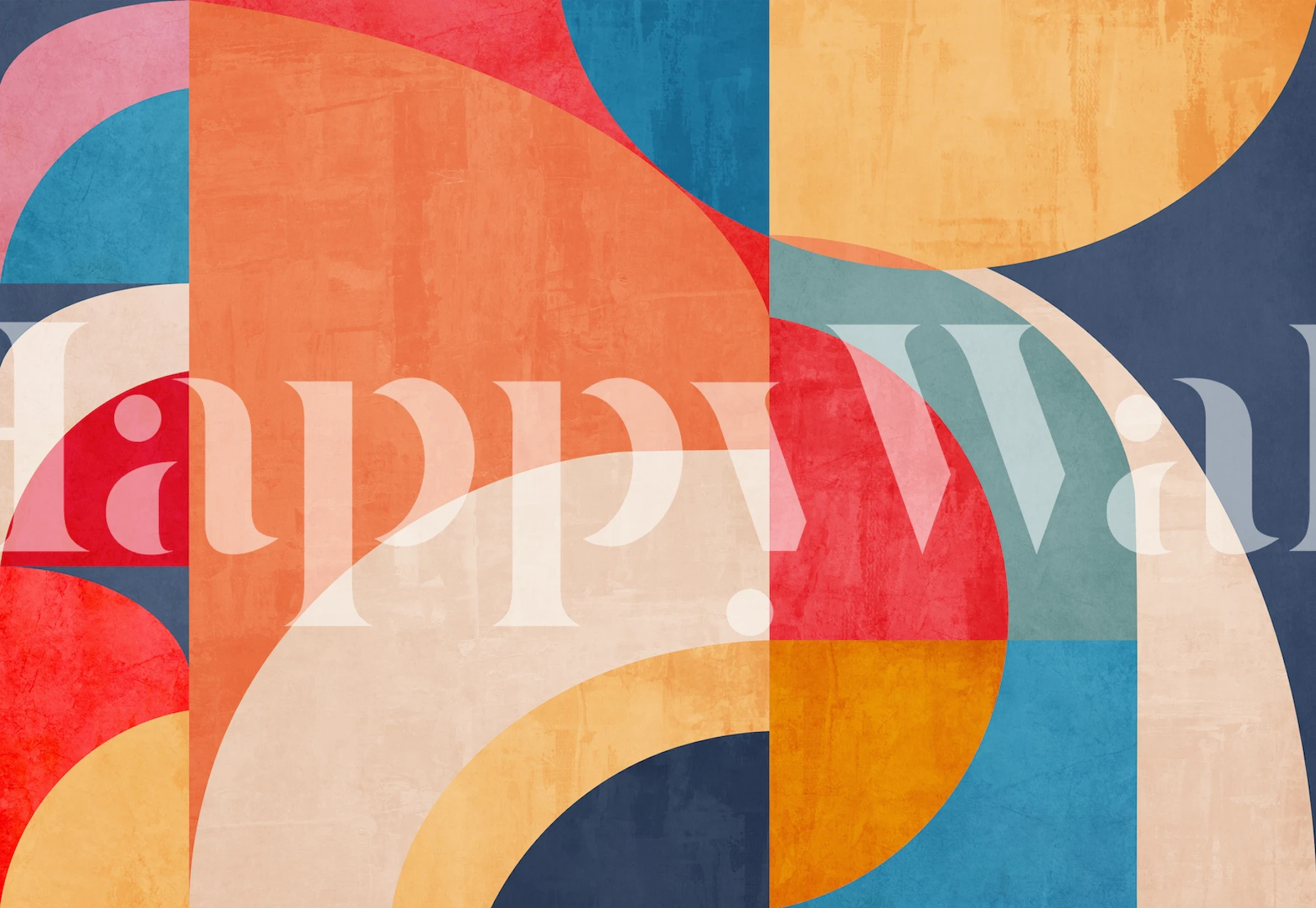 Colorful geometric semi circle patterns in various hues wallpaper