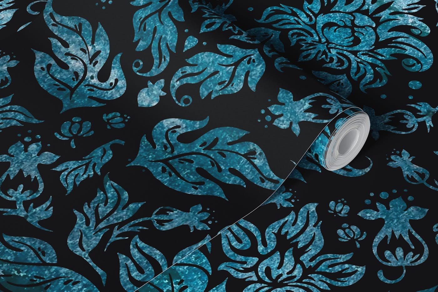 Damask Luxury Teal Ombre wallpaper roll