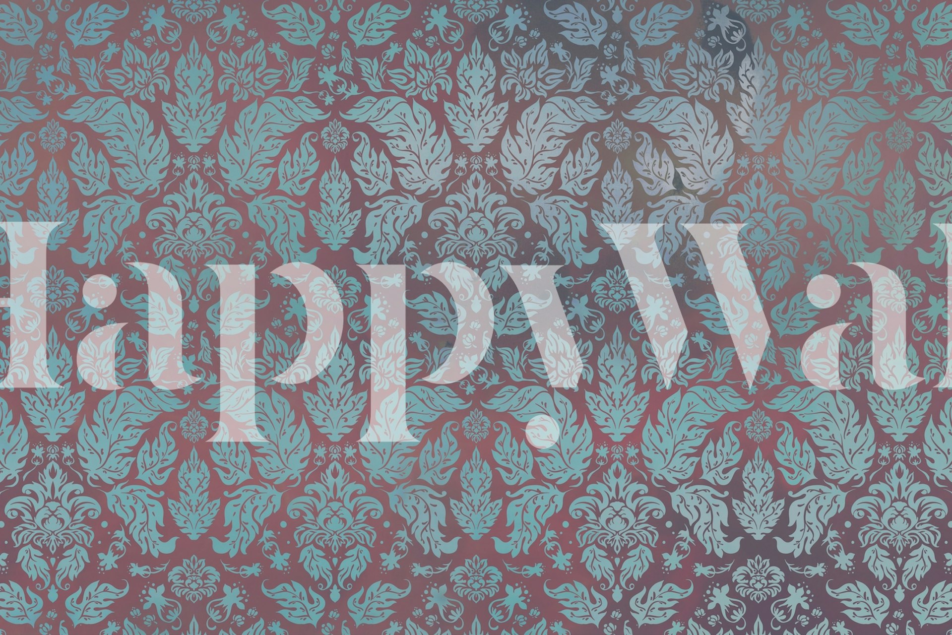 Intricate damask pattern in blue and purple tones wallpaper