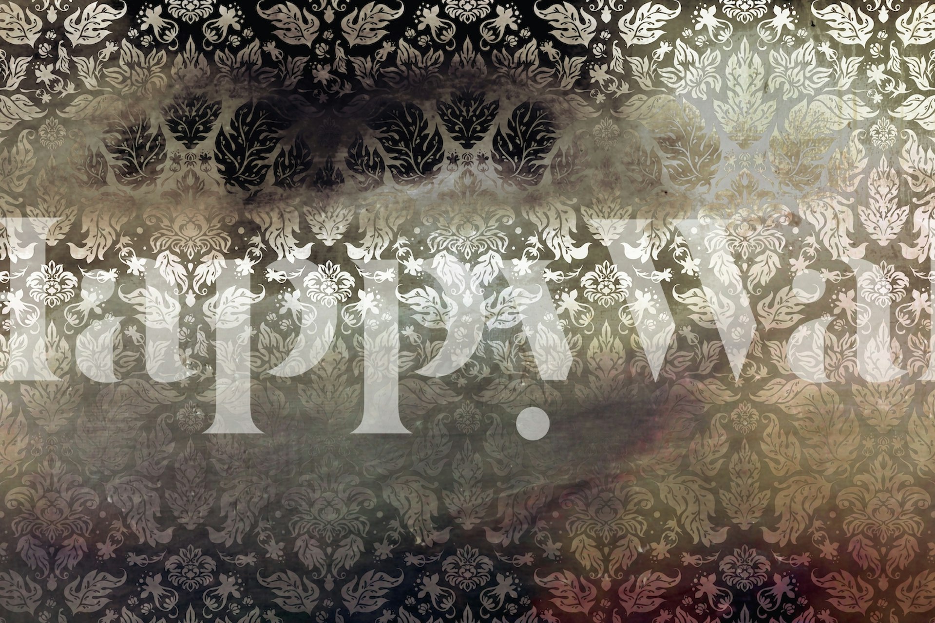 Black and white damask pattern wallpaper with intricate designs