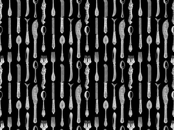 Elegant Historic Silverware White Black