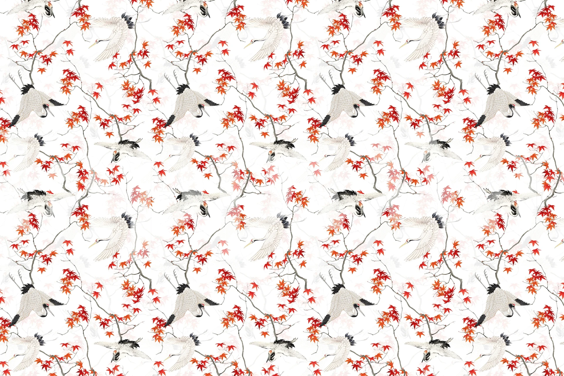 Cranes And Branches carta da parati in una stanza