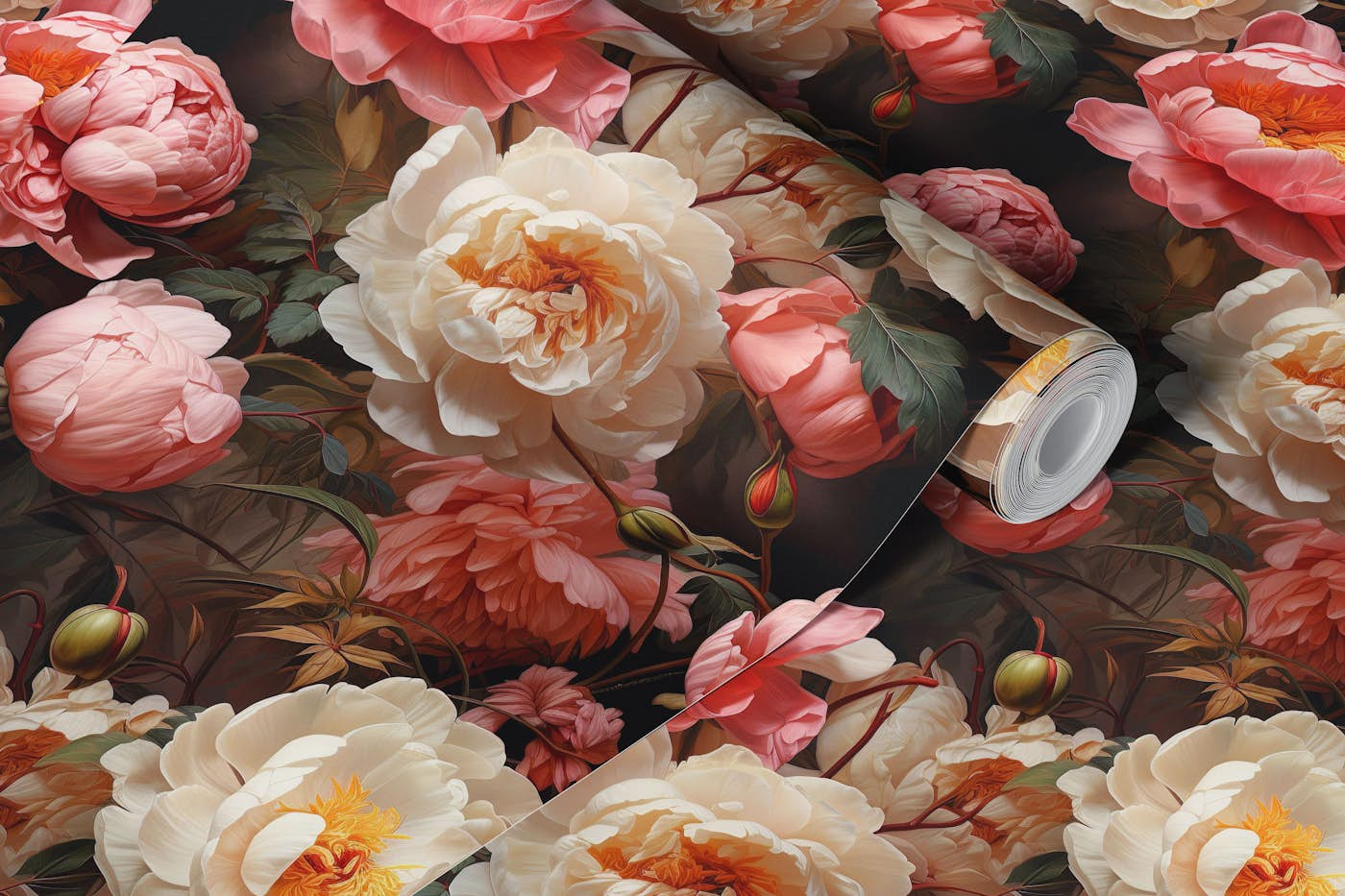 Enchanting Pink Peony Wallcovering wallpaper roll