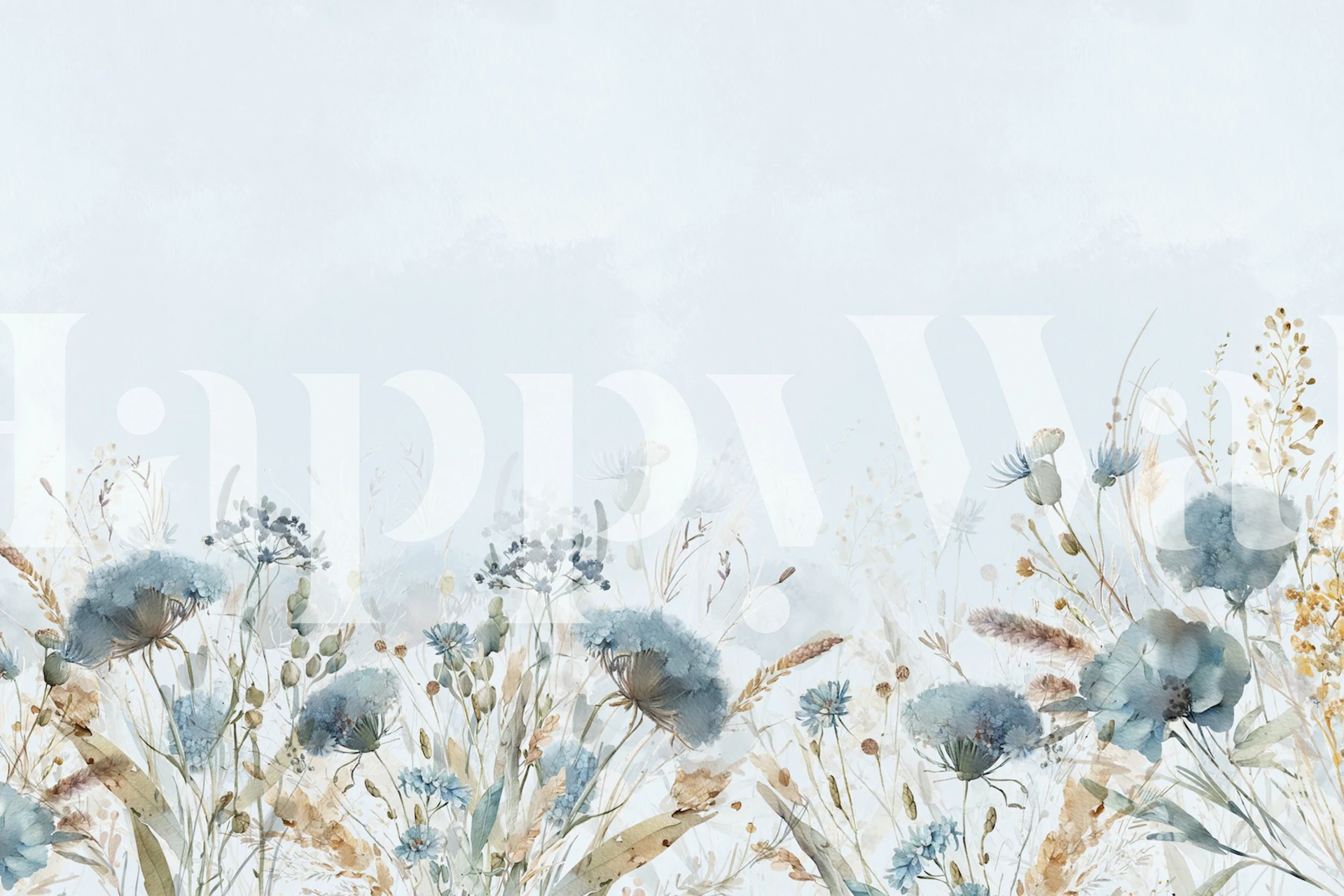 Blue wildflowers and grasses on a soft background wallpaper