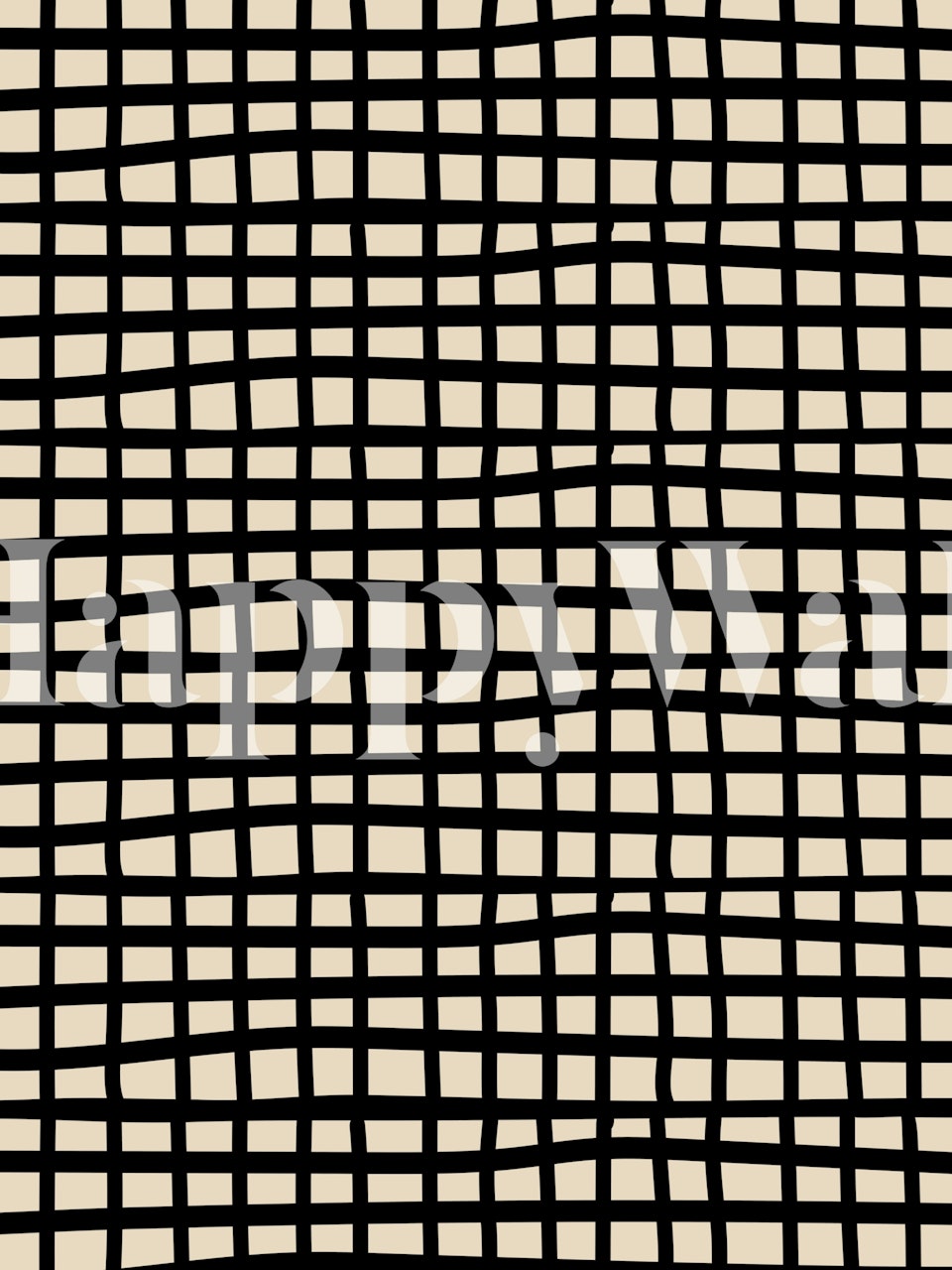 Abstract cream and black geometric wallpaper in a room