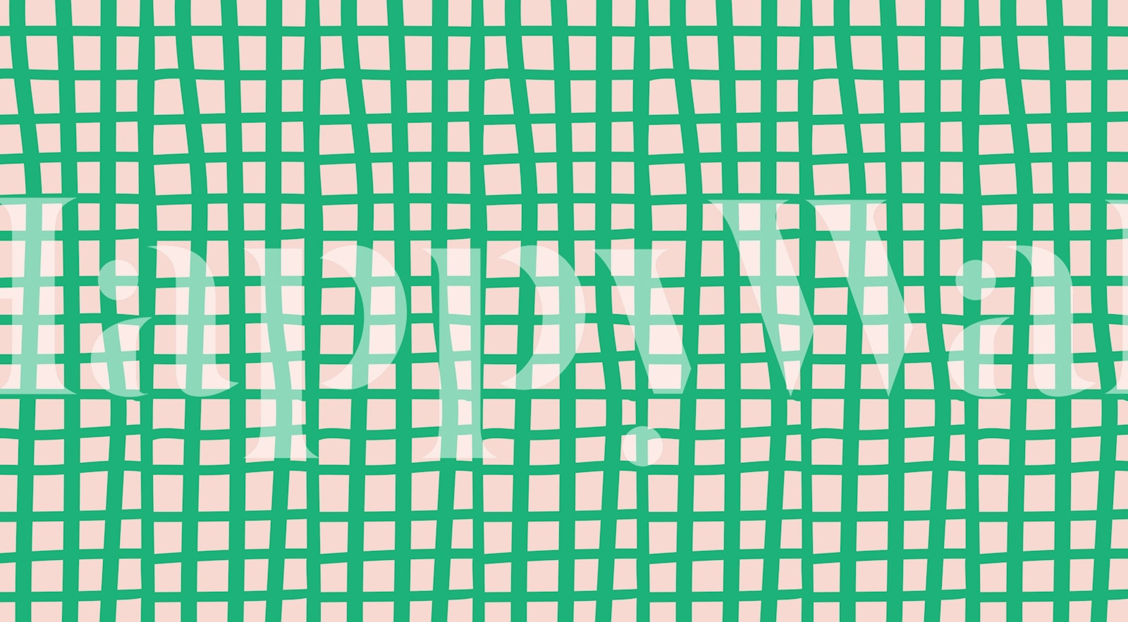 Geometrisch groen grid patroon op een beige achtergrond wallpaper