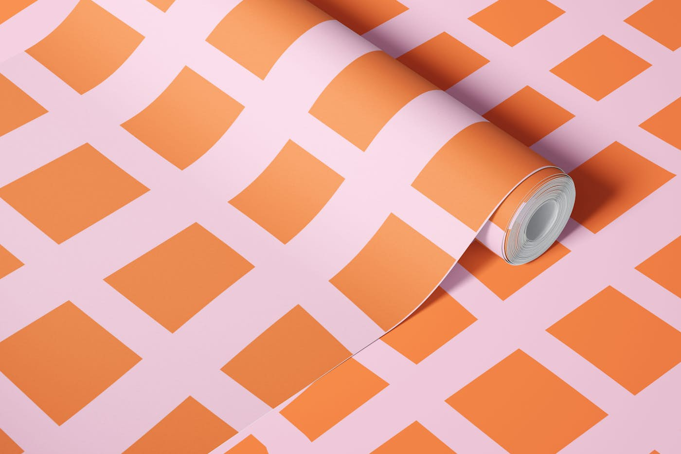 Modern Abstract Geometry Pattern Orange Pink wallpaper roll