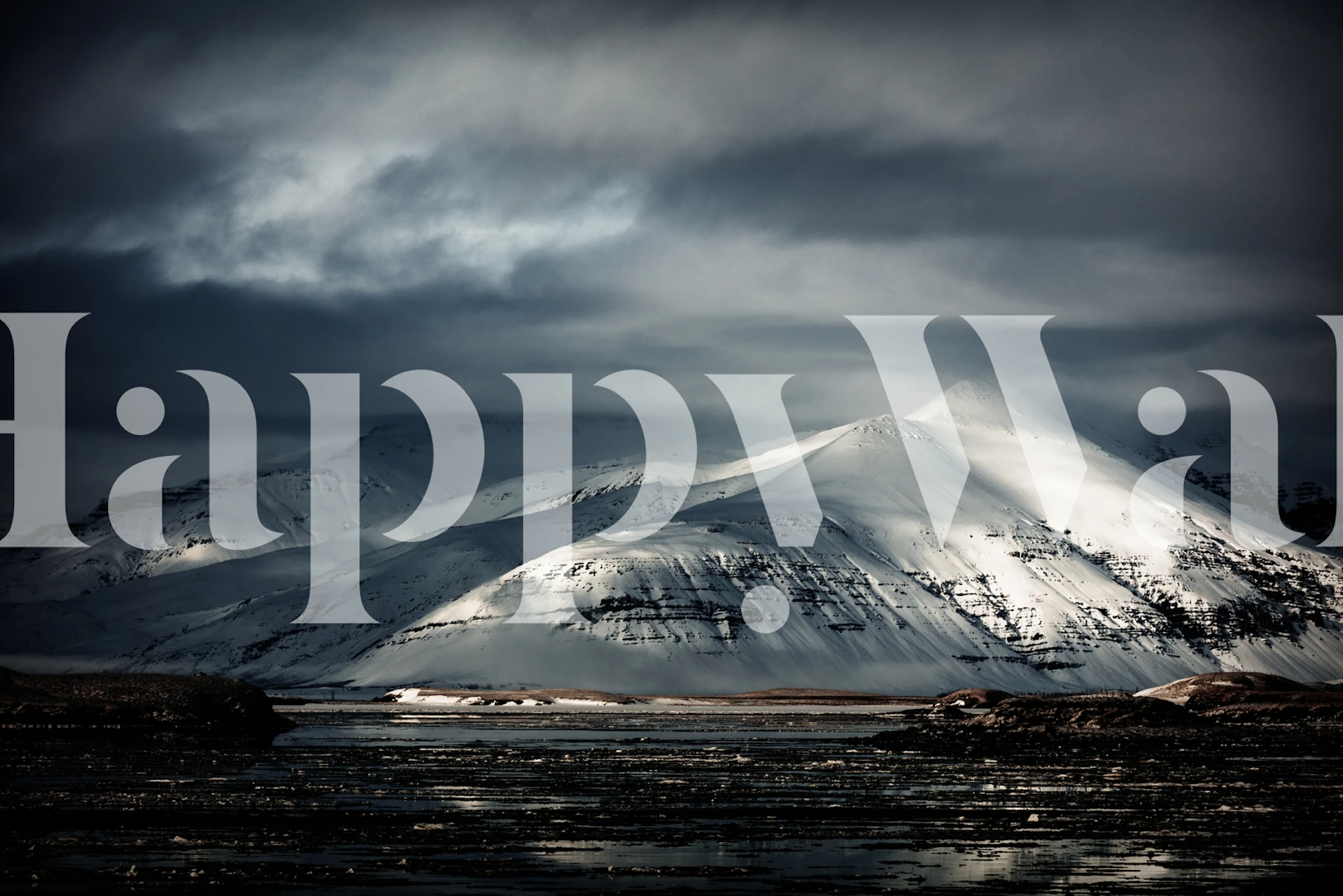 Dramatic black and white mountain landscape wallpaper