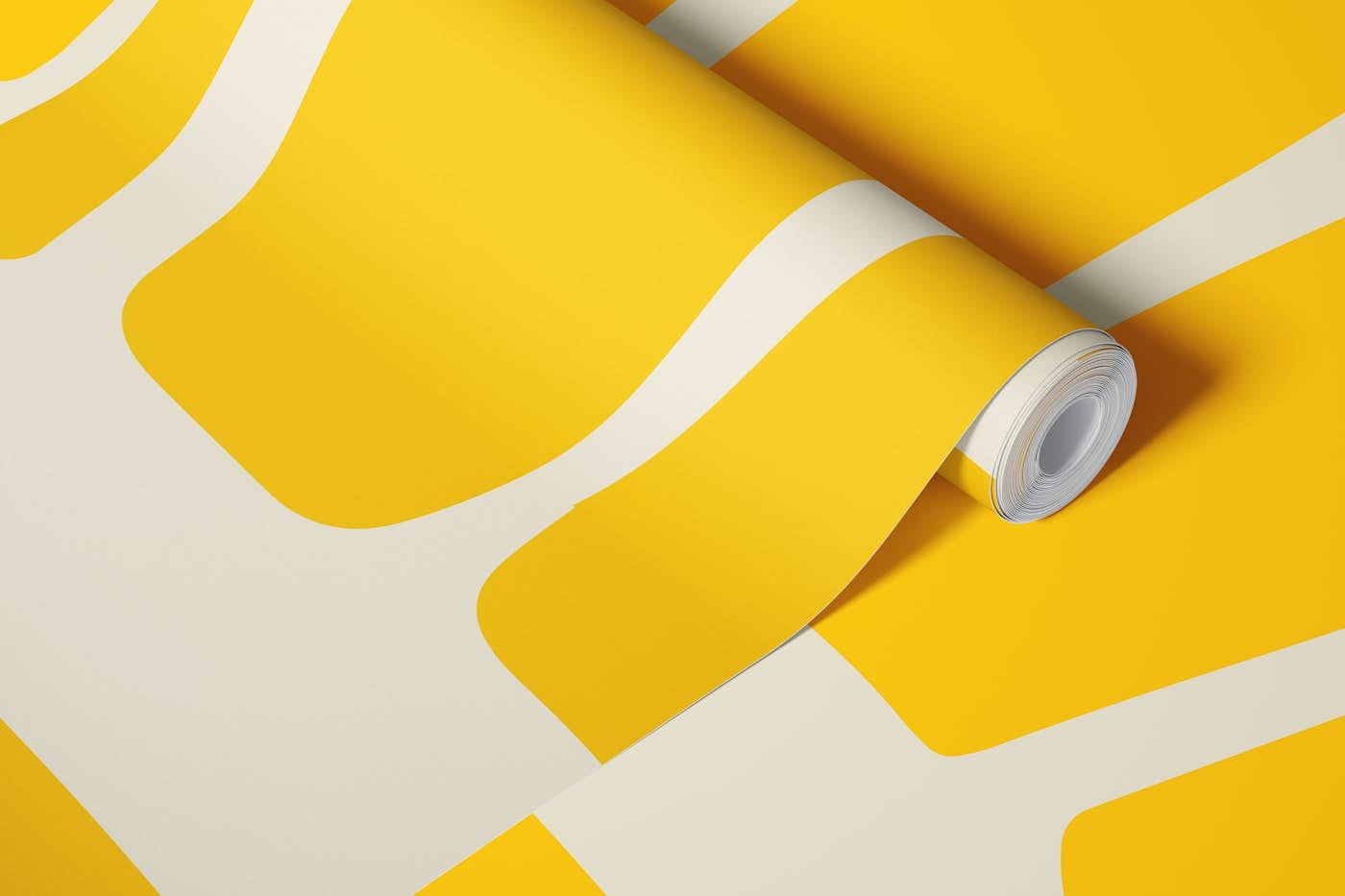 Modern Abstract Cutouts Sunshine Yellow Cream wallpaper roll