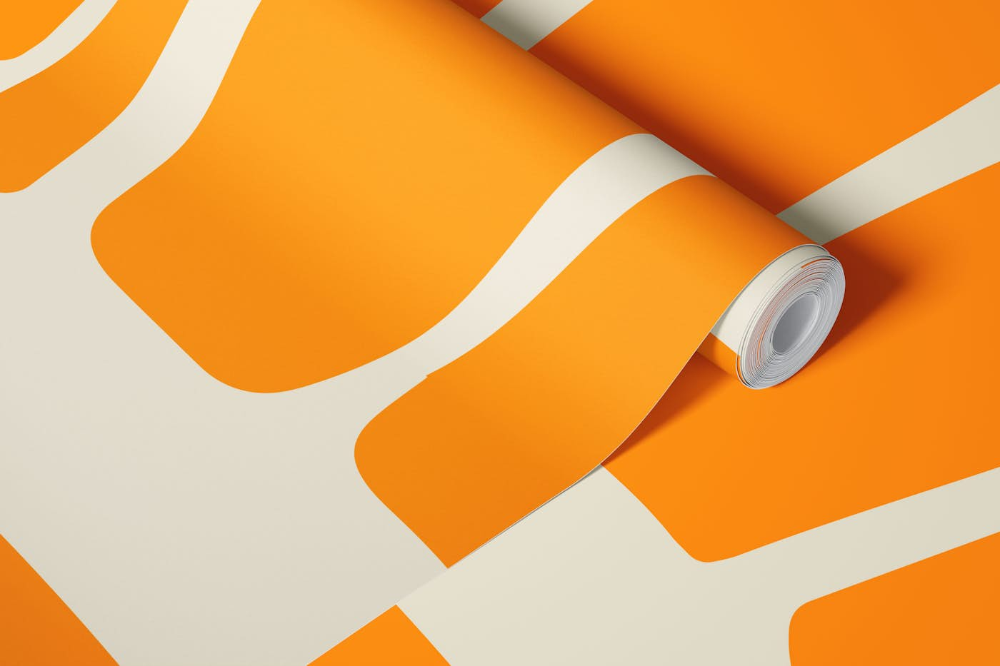 Modern Abstract Cutouts Sunshine Orange Cream wallpaper roll