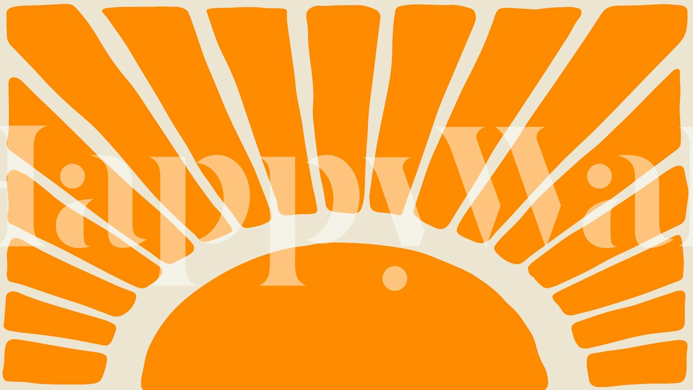 Abstract sun design in orange and cream colors wallpaper