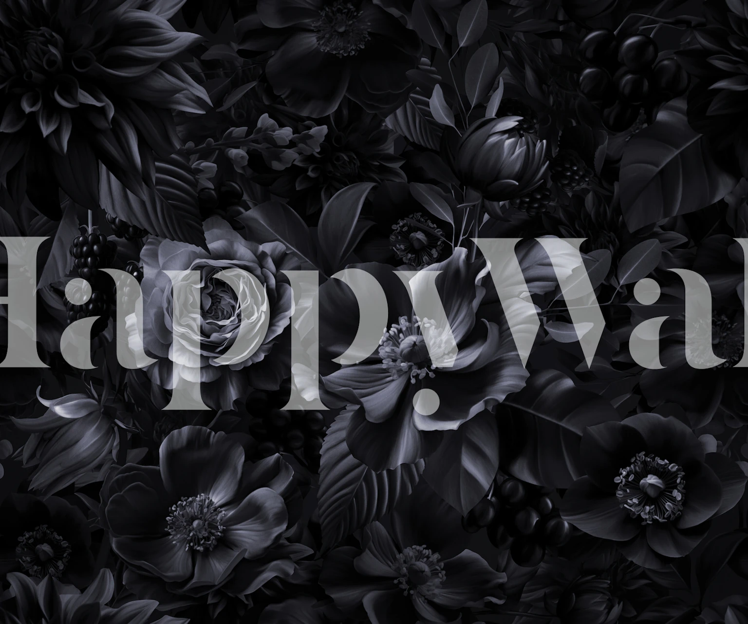 Zwart-wit bloemen patroon op luxe achtergrond wallpaper