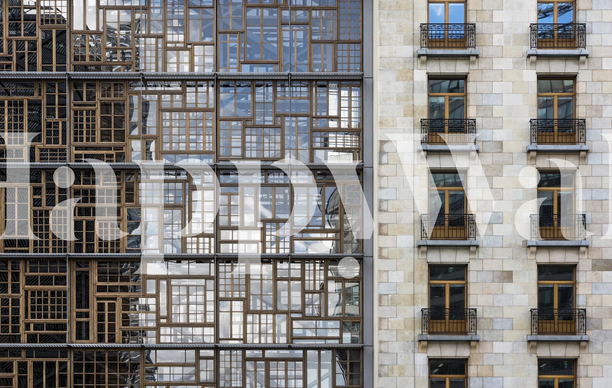 Window mosaic wallpaper in a modern interior