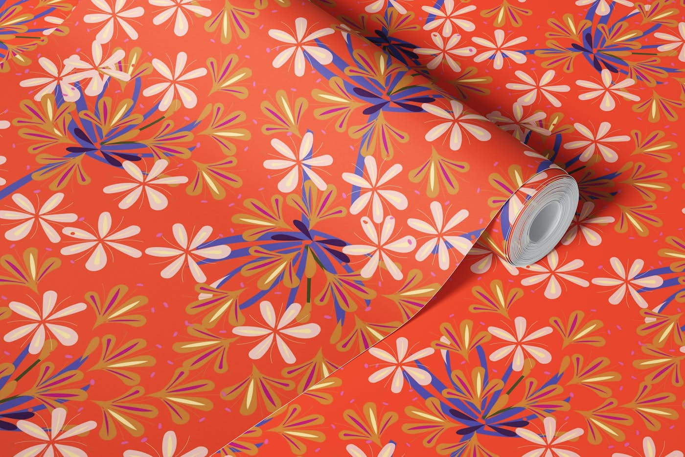 Firecracker Floral - Pattern wallpaper roll