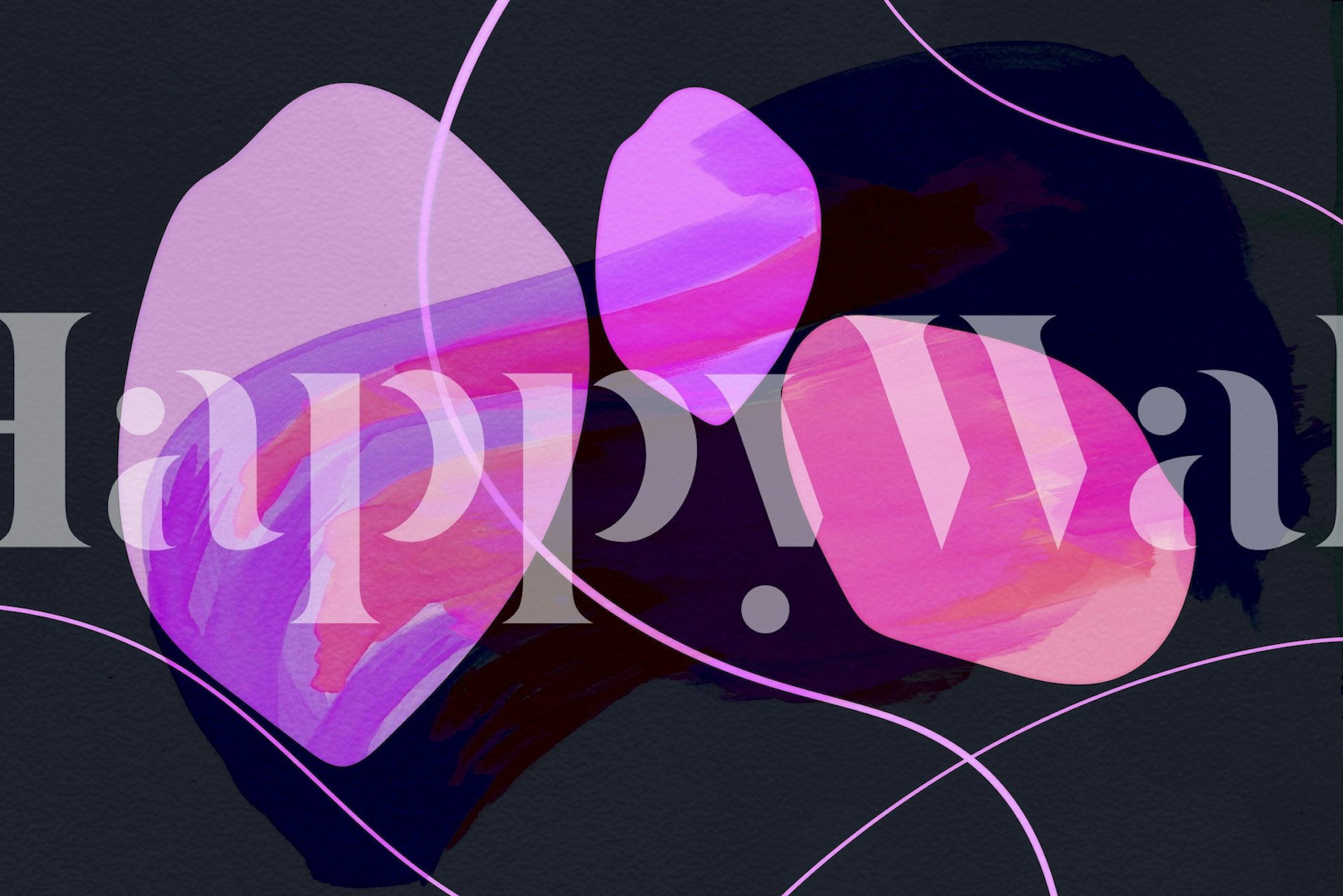 Abstract design with pink shapes on dark background wallpaper