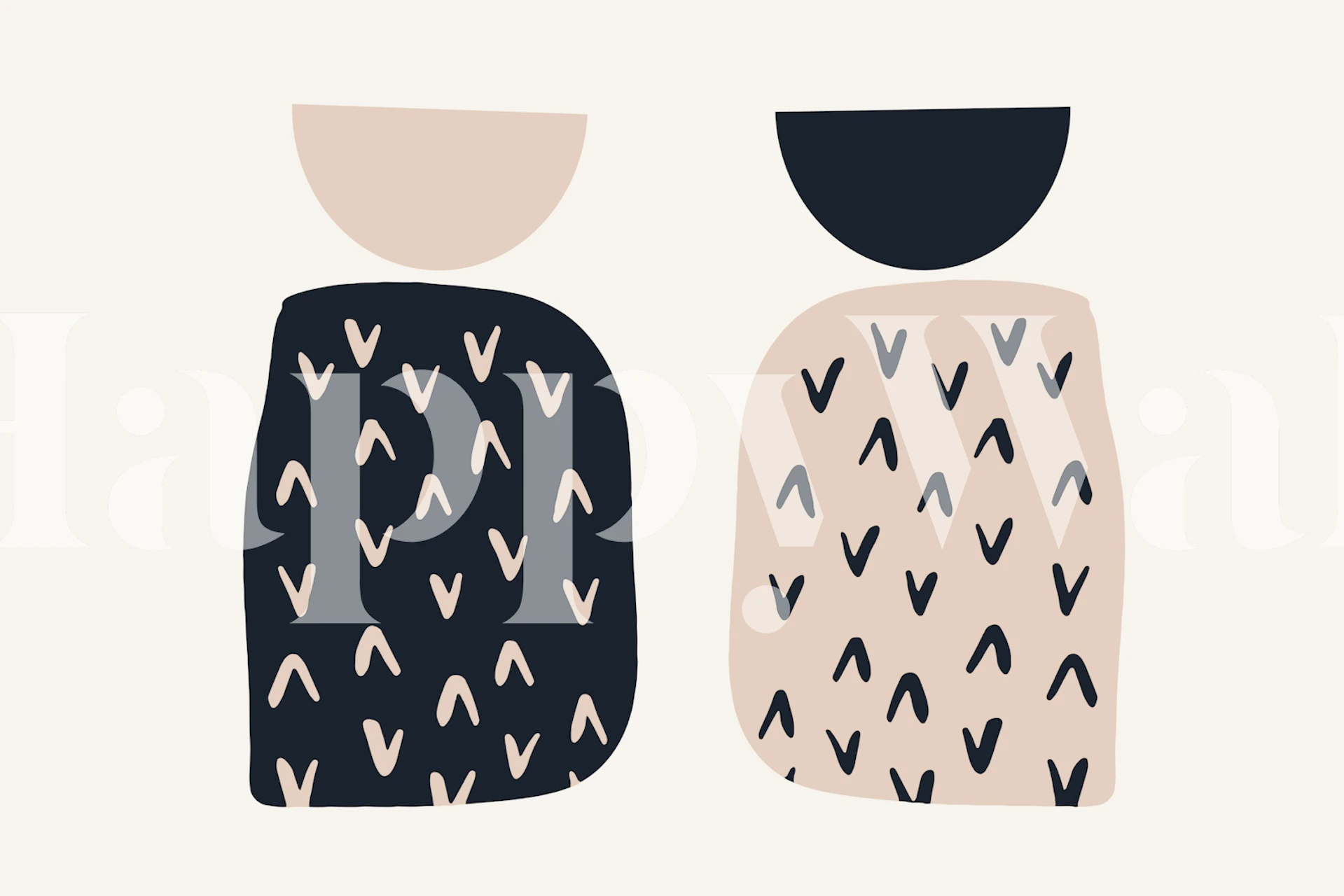 Mid-Century Modern Japandi tapetdesign