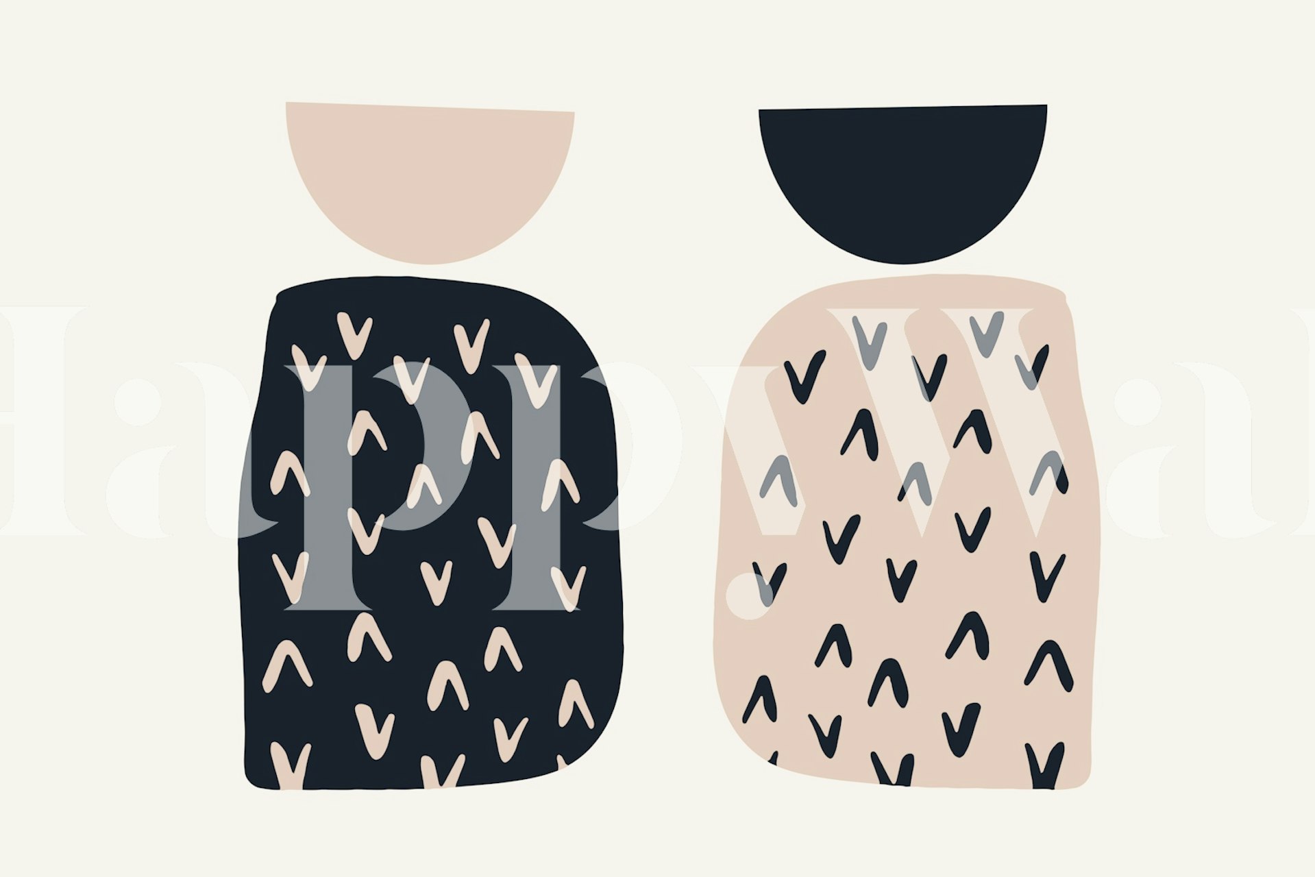 Mid-Century Modern Japandi tapetdesign