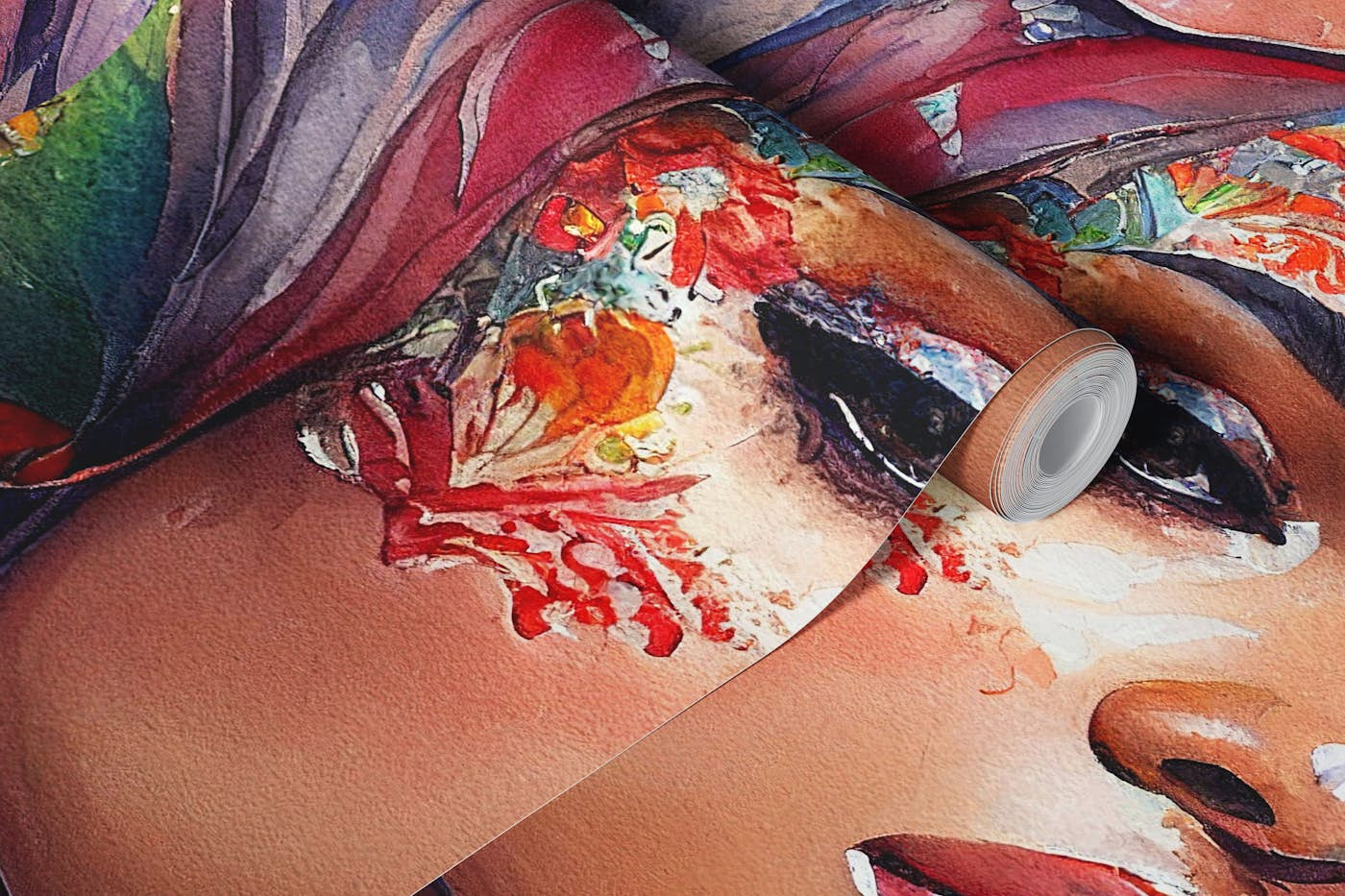 Watercolor Floral Arabian Woman #7 wallpaper roll