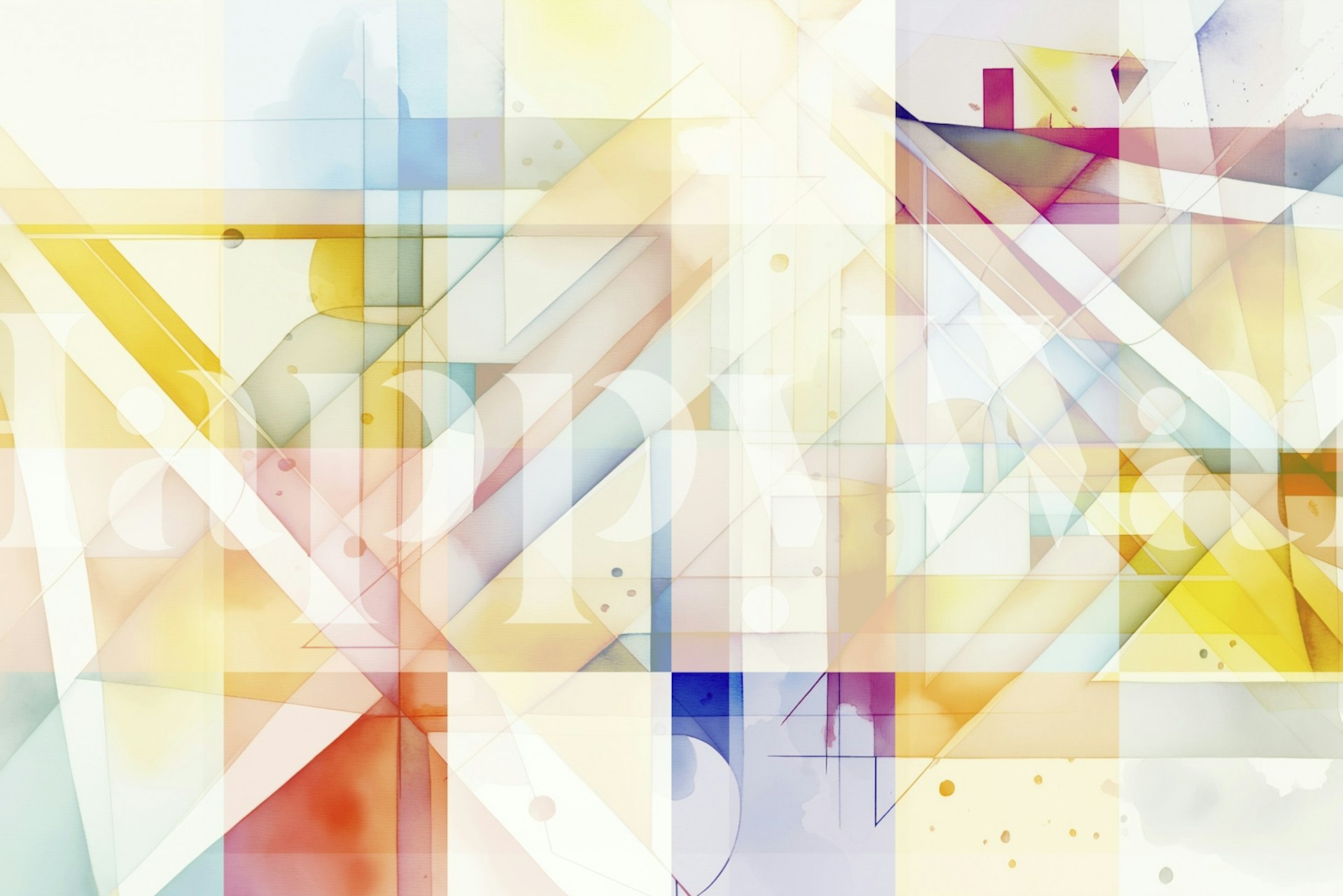 Helles, urbanes, tribales Bauhaus-Grunge-Wandbild mit einer Mischung aus sanften Pastelltönen und kräftigen Linien