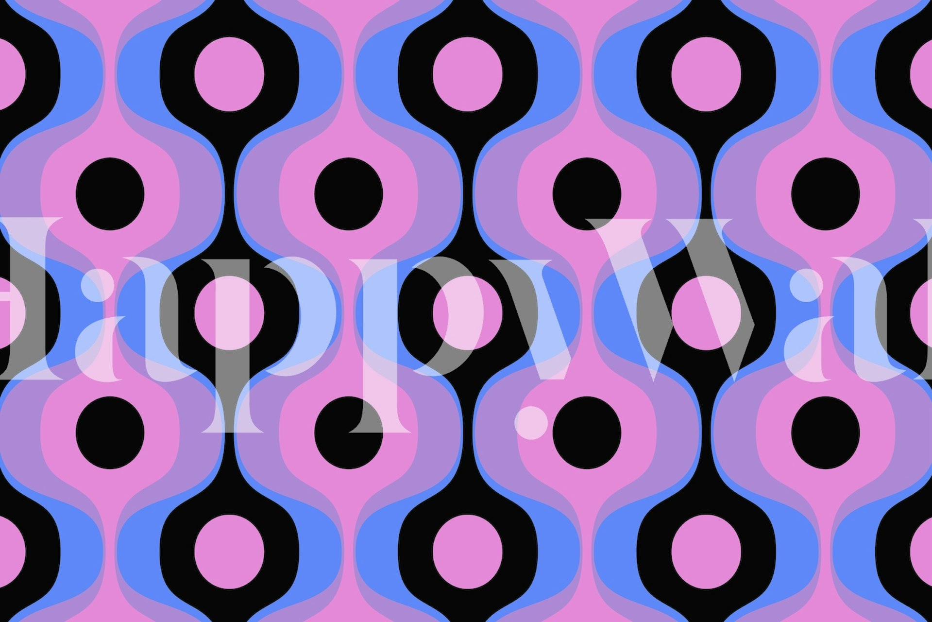 Geometric pattern with pink, blue, and black shades wallpaper
