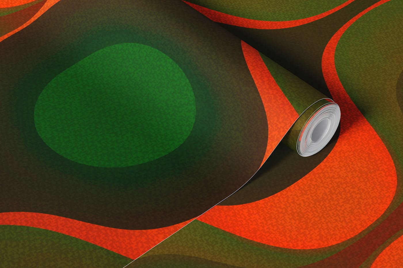 Orange Green Retro 70s Groovy Geometry wallpaper roll