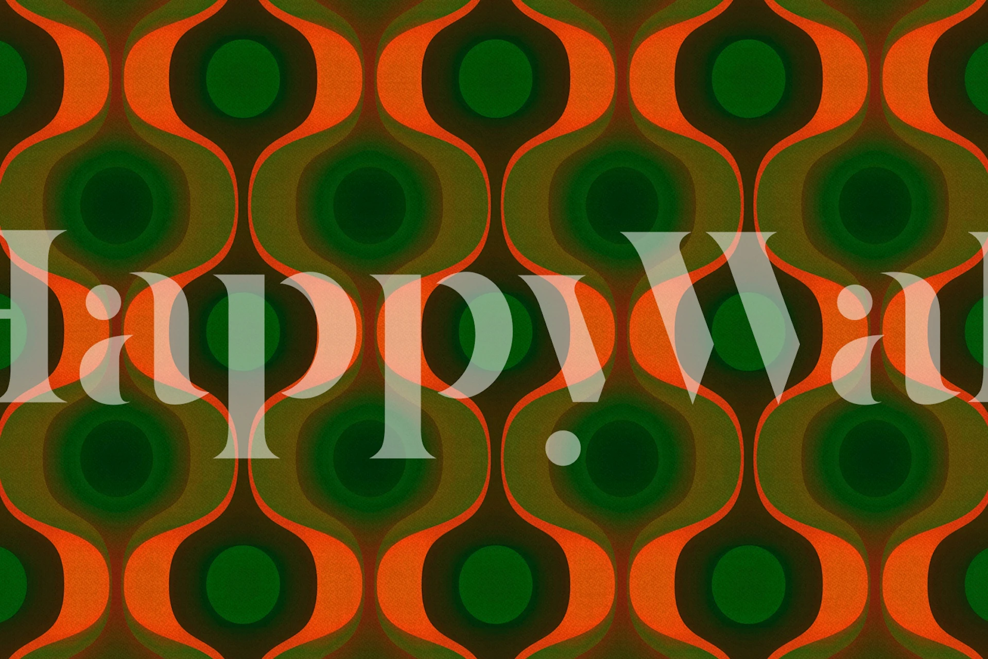 Retro 70s orange green geometric wallpaper