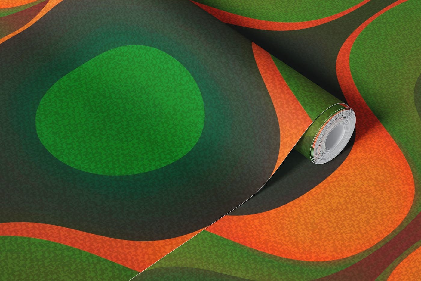 Green Retro 70s Groovy Geometry wallpaper roll