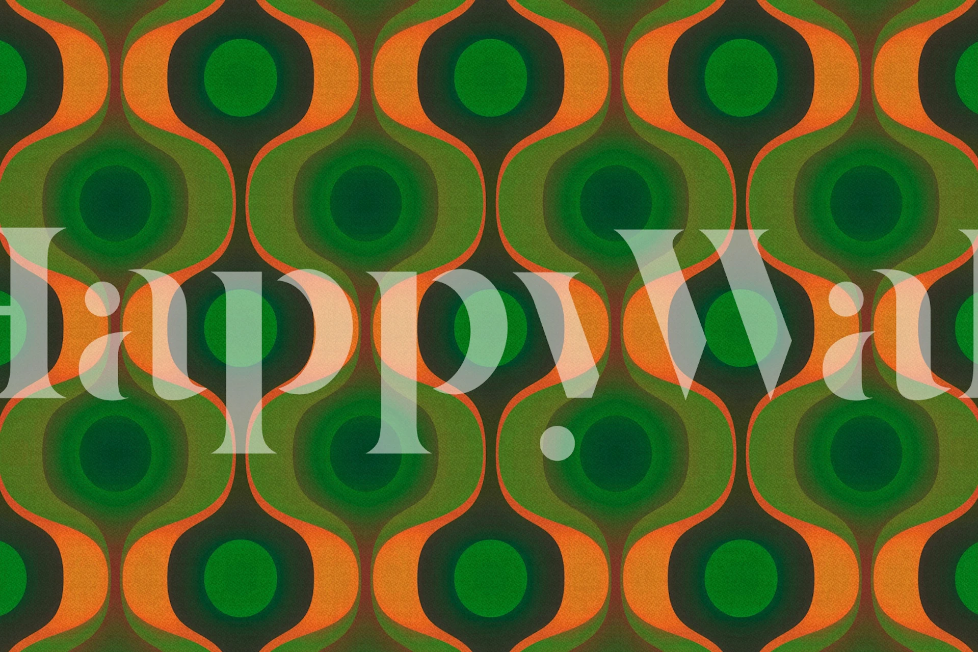 Retro green and orange geometric pattern wallpaper