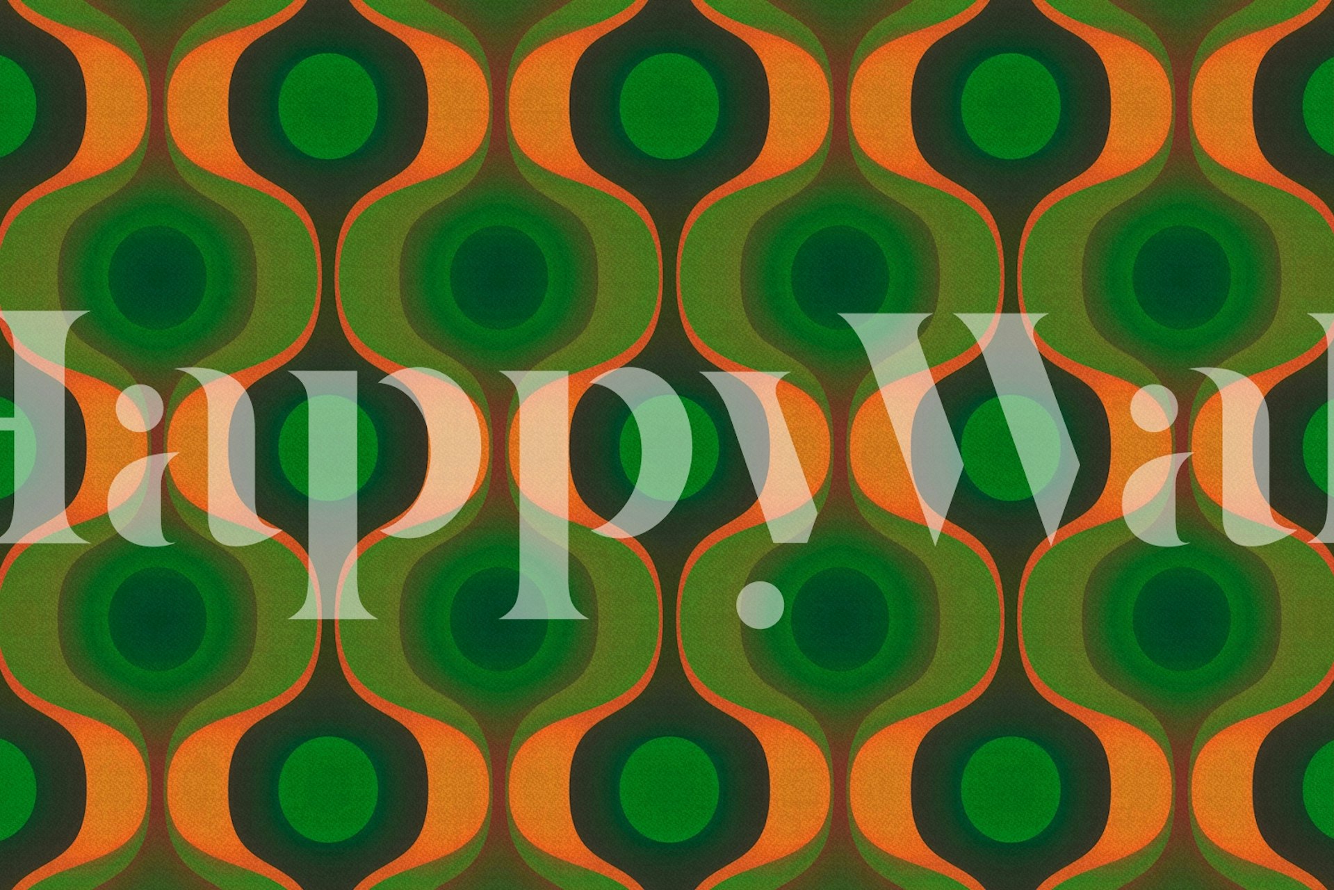 Retro green and orange geometric pattern wallpaper
