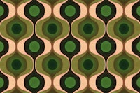 Green Tan 70s Groovy Geometry wallpaper