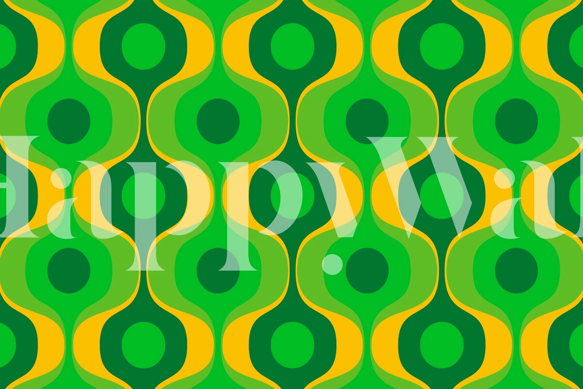 Vivid green 70s geometry pattern wallpaper