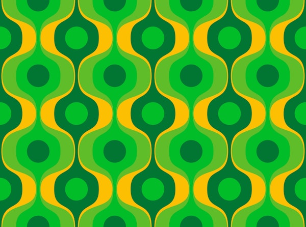 Vivid Green 70s Groovy Geometry Pattern