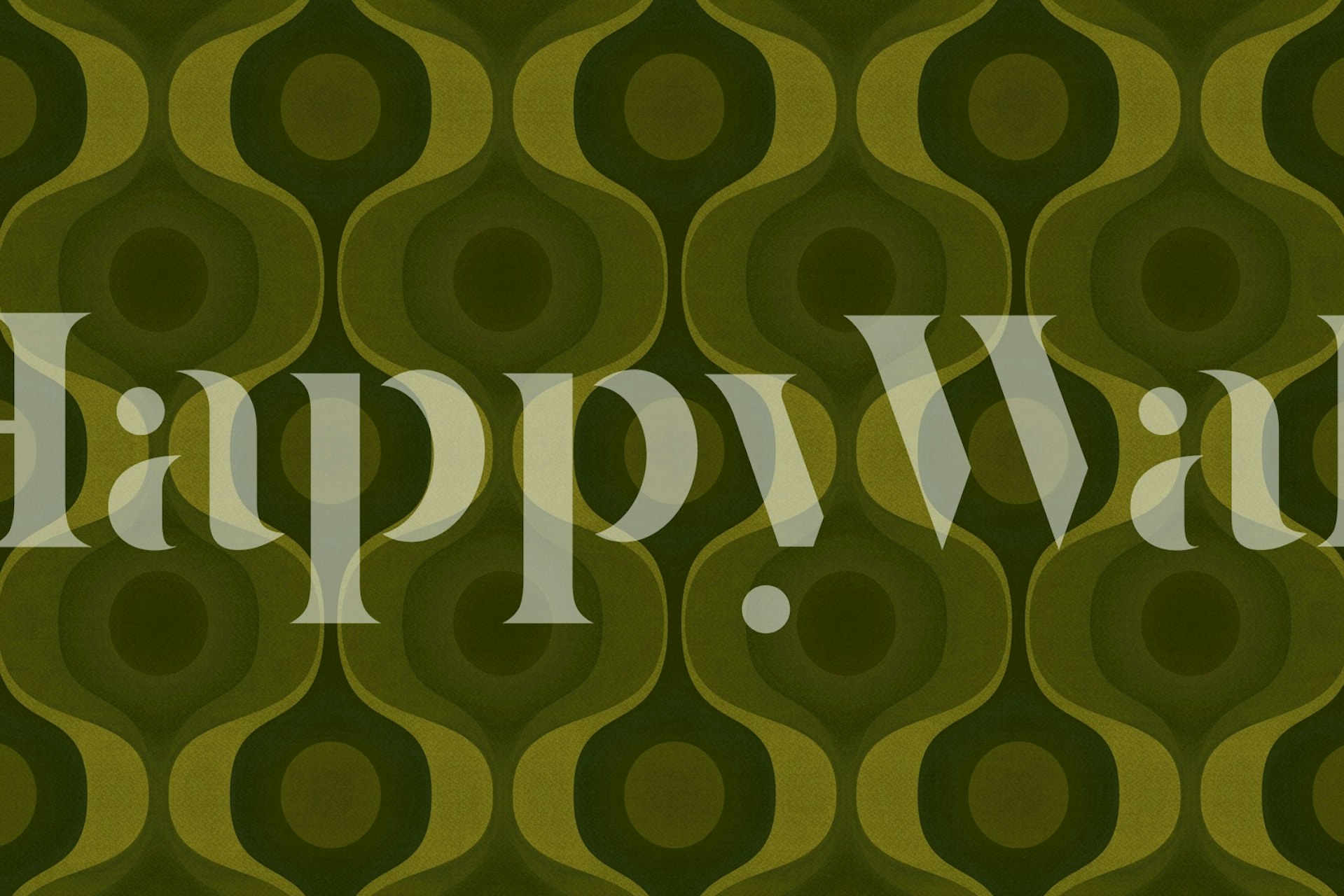 Green geometric pattern wallpaper featuring retro circular shapes in varying tones