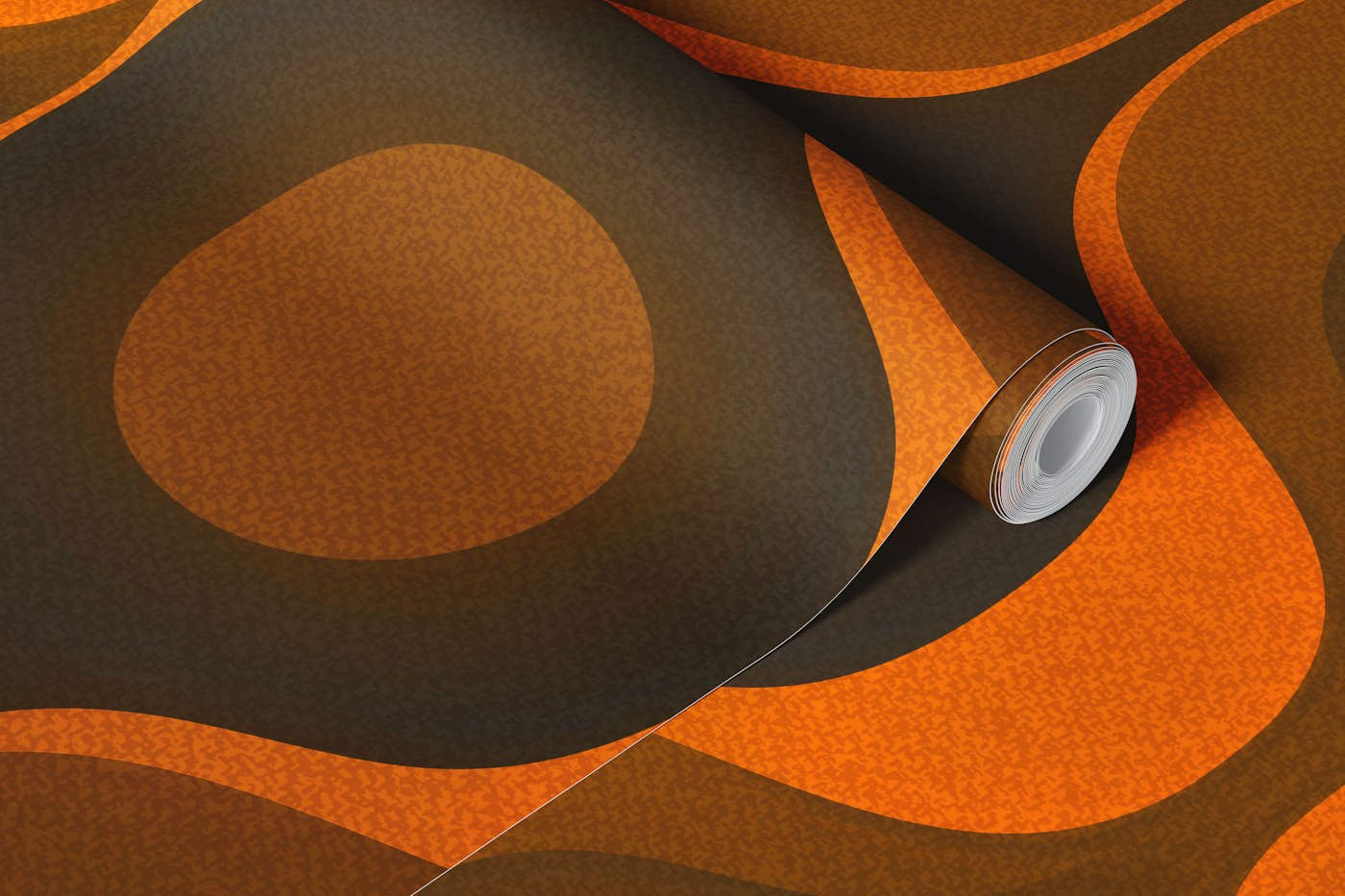 Moody Orange 70s Groovy Geometry wallpaper roll