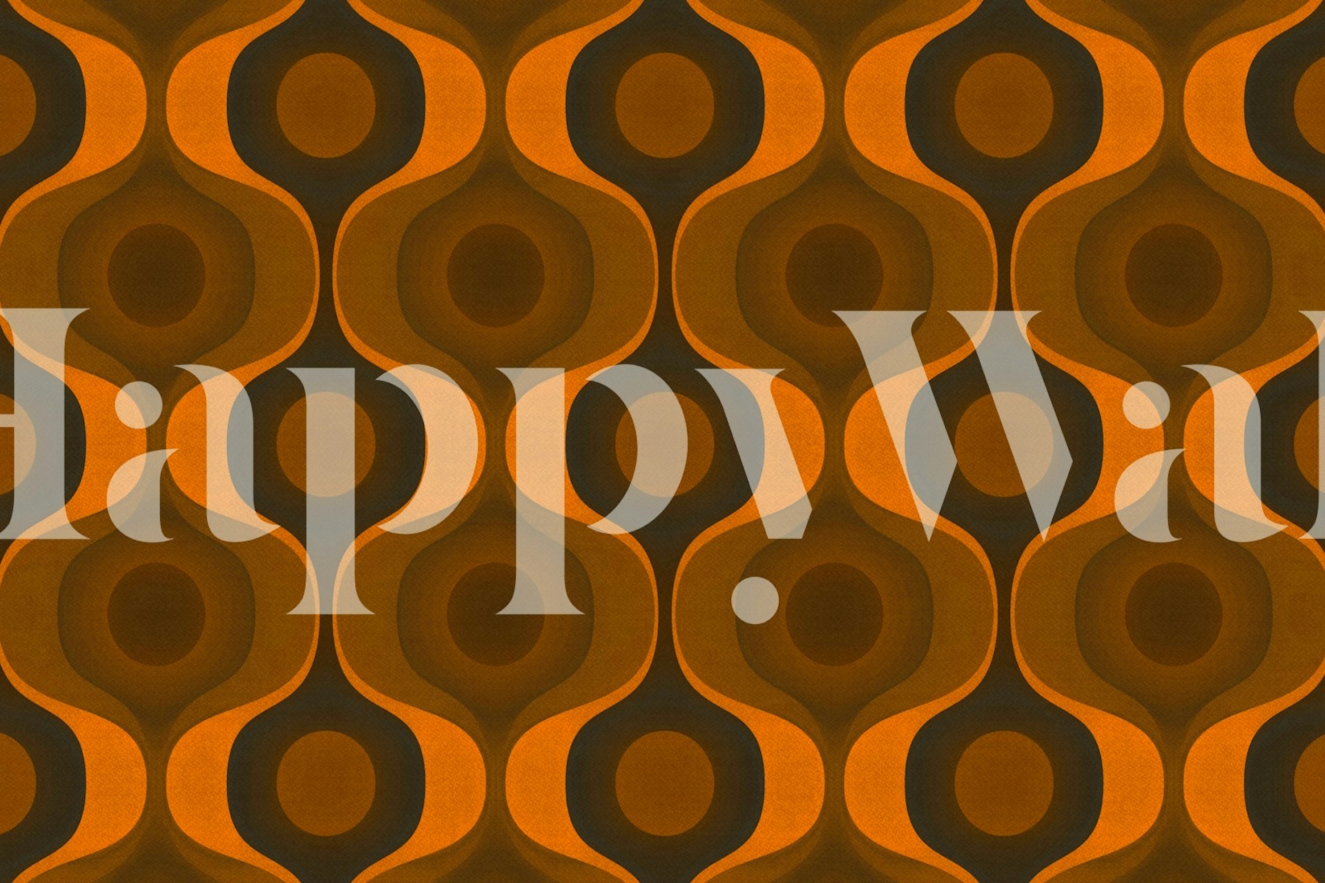 Moody Orange 70s Groovy Geometry wallpaper in a room