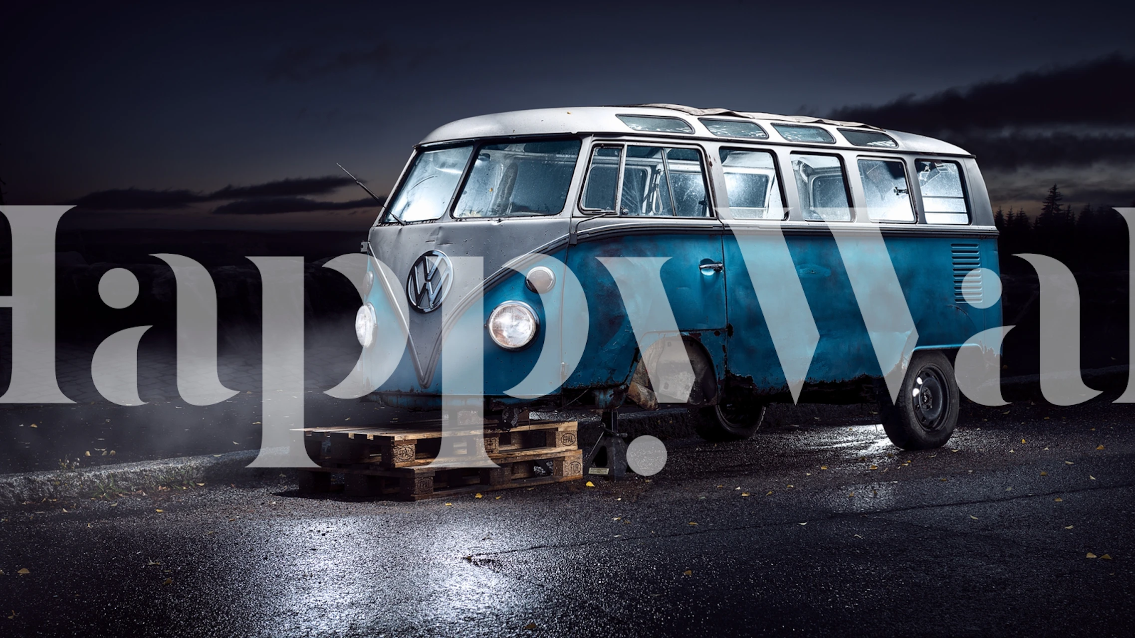 papier peint VW Kleinbus dans un intérieur élégant